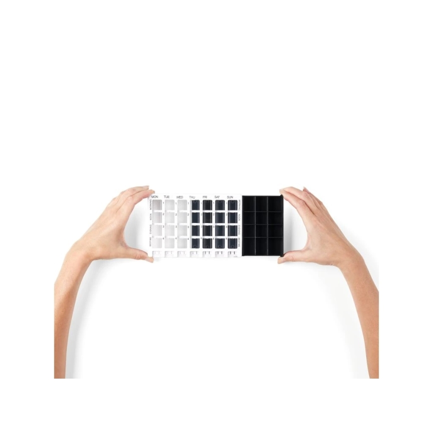 Vitility - Tygodniowy dozownik leków biały/czarny