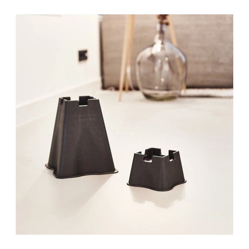 Vitility - Zestaw 4 nakładek do podwyższenia łóżka o 7 cm, kolor czarny