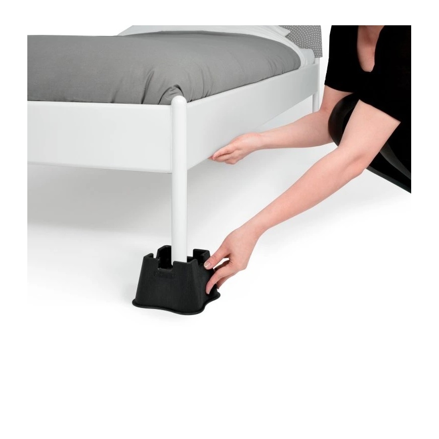 Vitility - Zestaw 4 nakładek do podwyższenia łóżka o 7 cm, kolor czarny