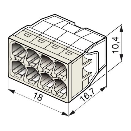 WAGO 2273-208 - Terminal skrzynki przyłączeniowej COMPACT 8x2,5 450V biały