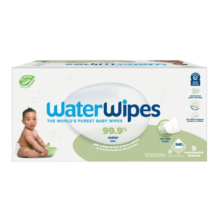 WaterWipes - ZESTAW 9x Chusteczki nawilżane bez plastiku Soapberry 60 szt (540 ks)