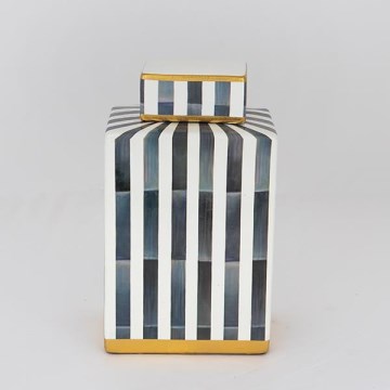Wazon ceramiczny 22x18x8 cm niebieski/biały