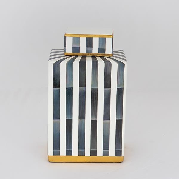 Wazon ceramiczny 22x18x8 cm niebieski/biały