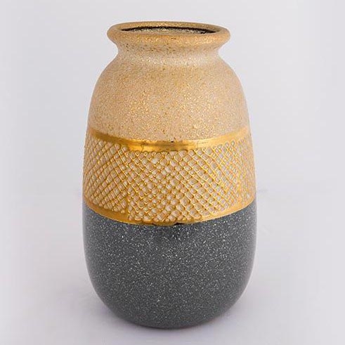 Wazon ceramiczny 25,5x15,5 cm złoty/szary