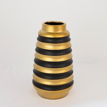 Wazon ceramiczny 25x14 cm złoty/czarny