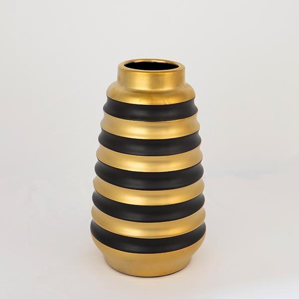 Wazon ceramiczny 25x14 cm złoty/czarny