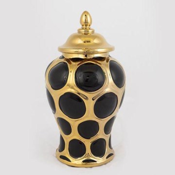 Wazon ceramiczny 27,6x15 cm złoty/czarny