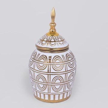 Wazon ceramiczny 28x15 cm złoty/biały