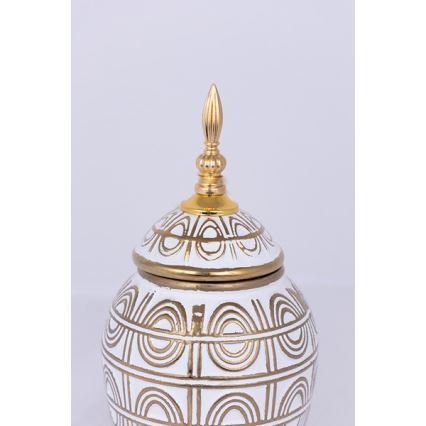 Wazon ceramiczny 28x15 cm złoty/biały