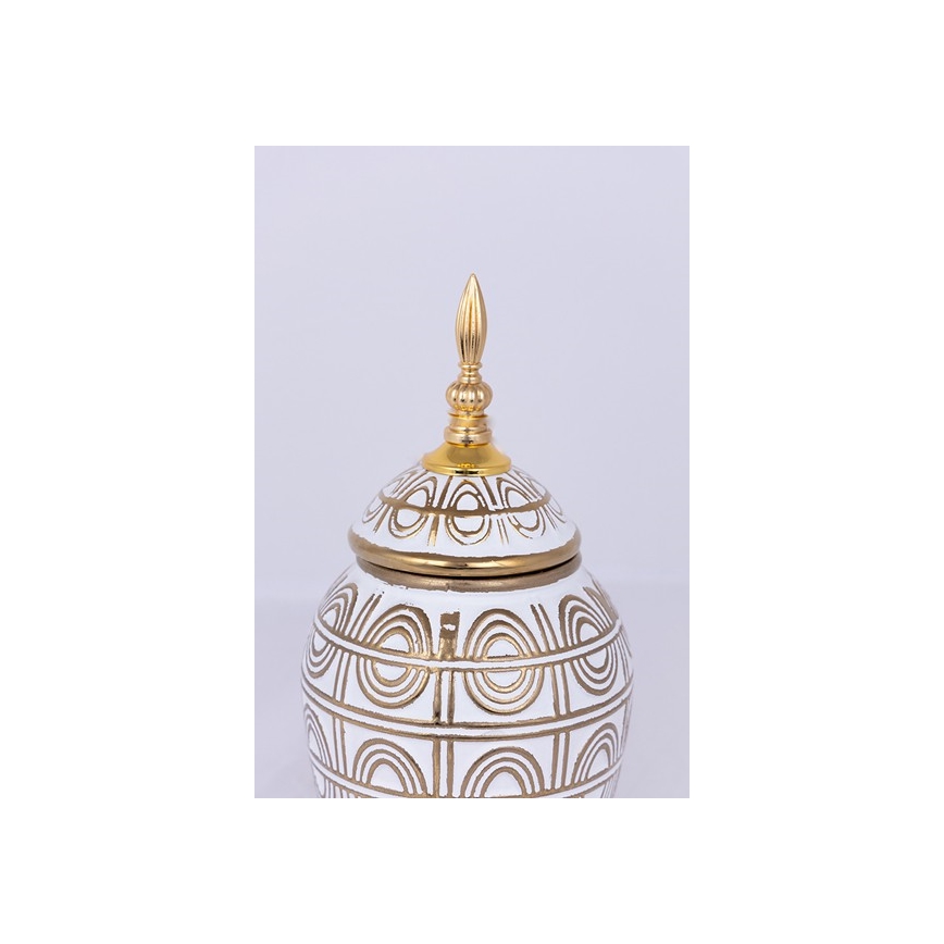 Wazon ceramiczny 28x15 cm złoty/biały