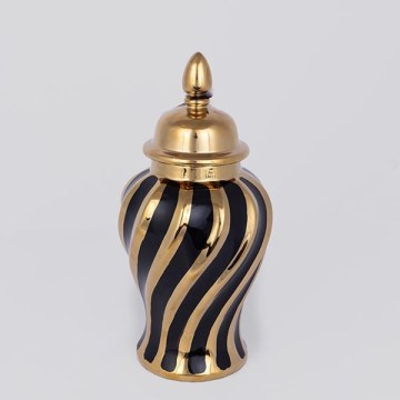 Wazon ceramiczny 30x14,8 cm złoty/czarny