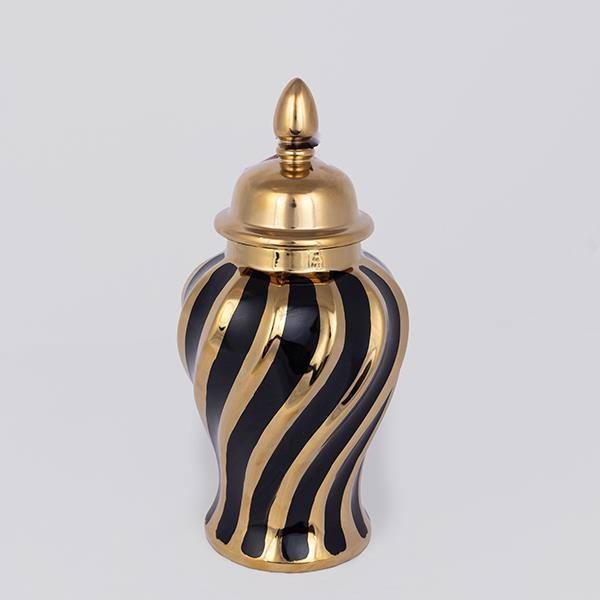 Wazon ceramiczny 30x14,8 cm złoty/czarny