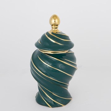 Wazon ceramiczny 30x17 cm złoty/zielony