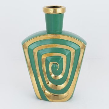 Wazon ceramiczny 30x20,2 cm zielony/złoty