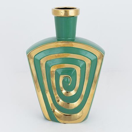Wazon ceramiczny 30x20,2 cm zielony/złoty