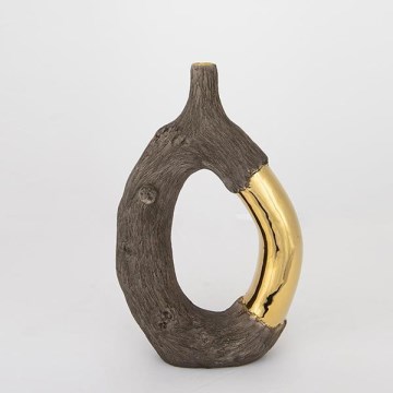 Wazon ceramiczny 31,5x20x8 cm brązowy/złoty
