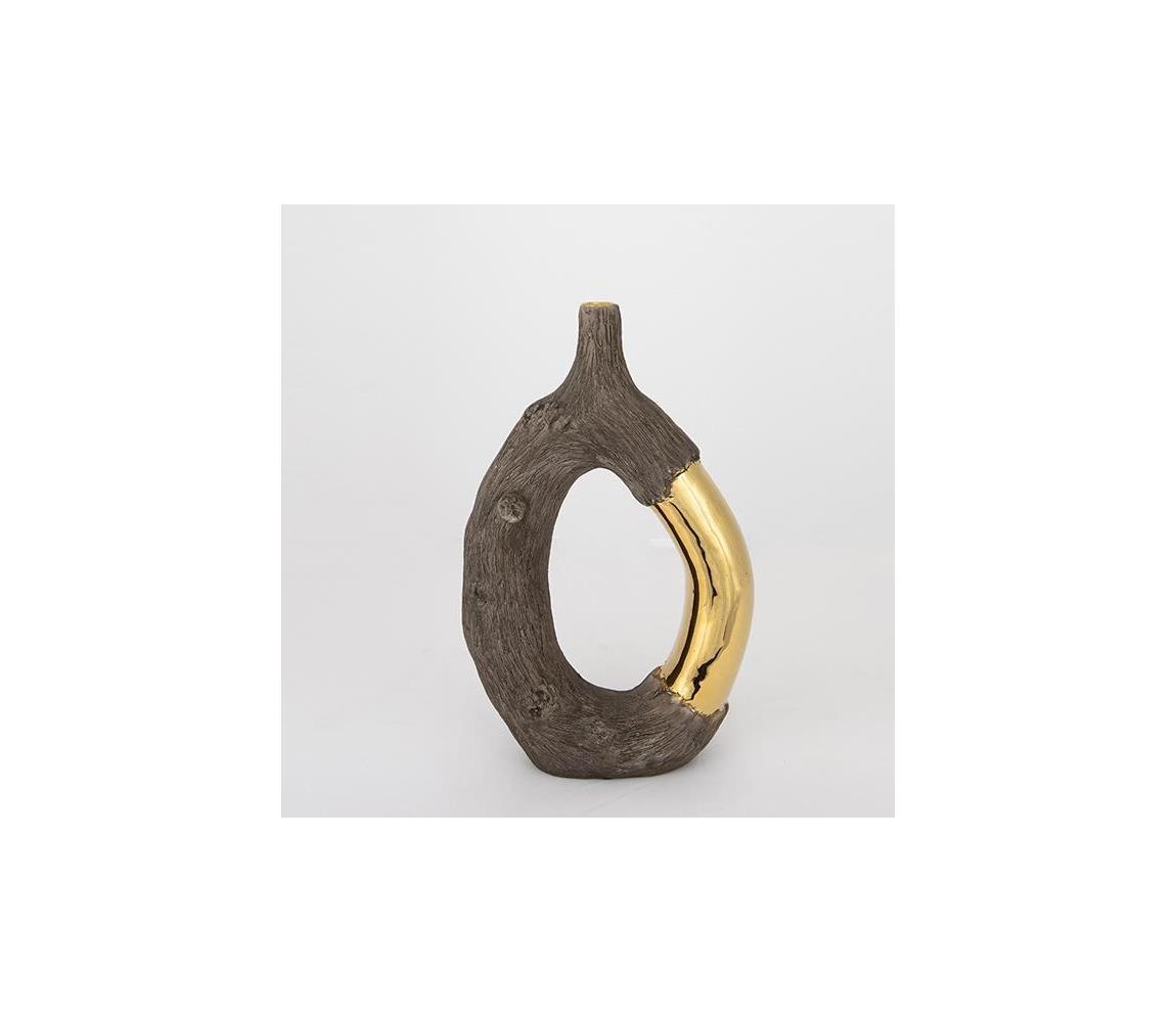 Wazon ceramiczny 31,5x20x8 cm brązowy/złoty