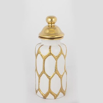Wazon ceramiczny 31x12,5 cm złoty/biały