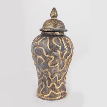 Wazon ceramiczny 33,5x16 cm złoty/szary