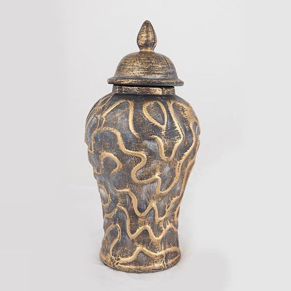 Wazon ceramiczny 33,5x16 cm złoty/szary