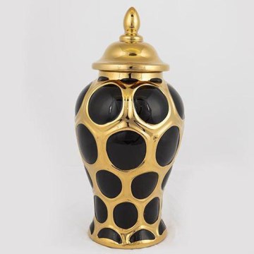 Wazon ceramiczny 33,8x16 cm złoty/czarny