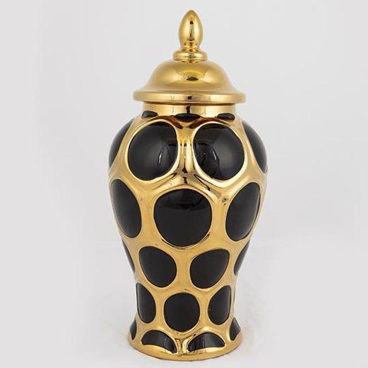 Wazon ceramiczny 33,8x16 cm złoty/czarny