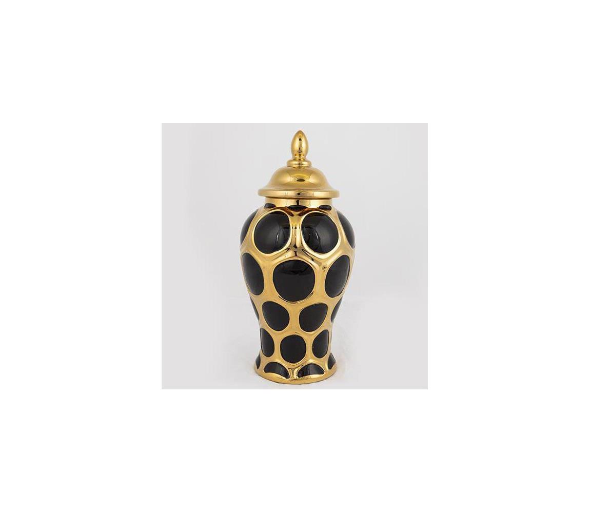 Wazon ceramiczny 33,8x16 cm złoty/czarny