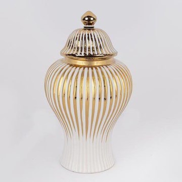 Wazon ceramiczny 35x18,5 cm złoty/biały