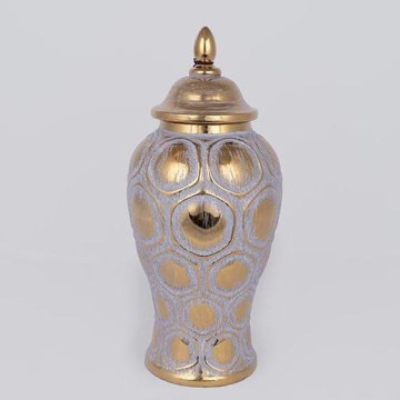 Wazon ceramiczny 35x18,5 cm złoty/szary