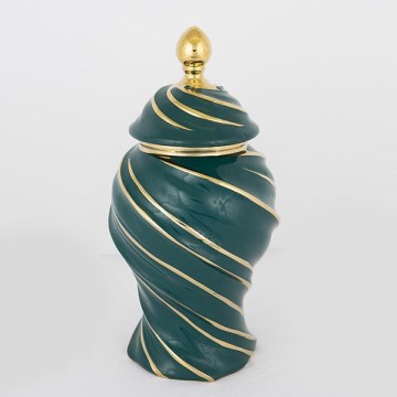 Wazon ceramiczny 35x18,5 cm złoty/zielony
