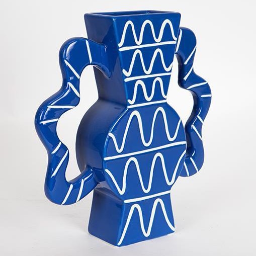 Wazon ceramiczny 37,5x35,5 cm niebieski