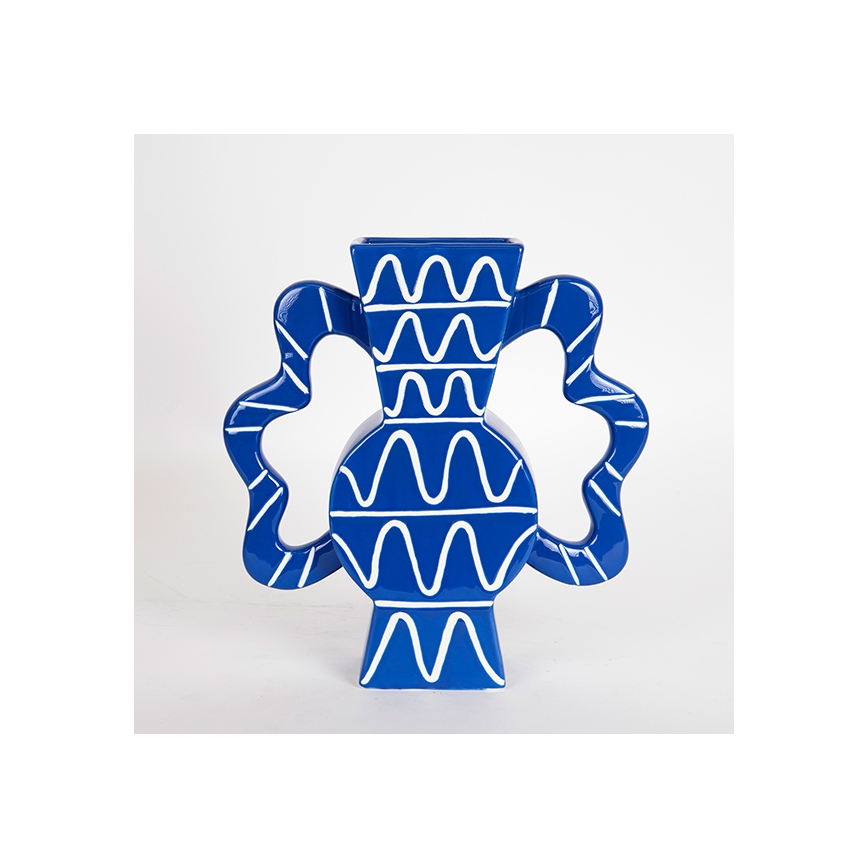 Wazon ceramiczny 37,5x35,5 cm niebieski