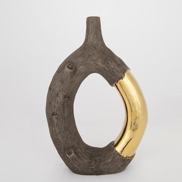 Wazon ceramiczny 38,5x26,5x9,5 cm brązowy/złoty