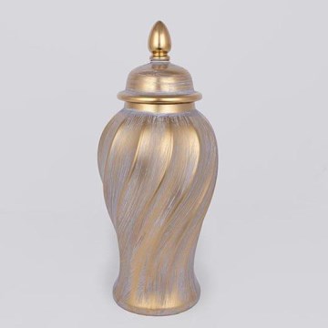 Wazon ceramiczny 40,8x17,5 cm złoty/szary