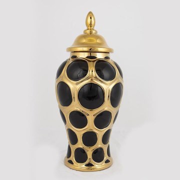 Wazon ceramiczny 40x17,7 cm złoty/czarny