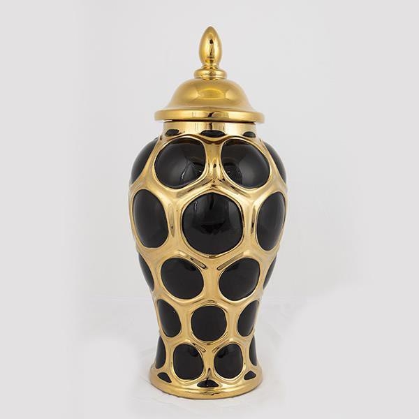 Wazon ceramiczny 40x17,7 cm złoty/czarny