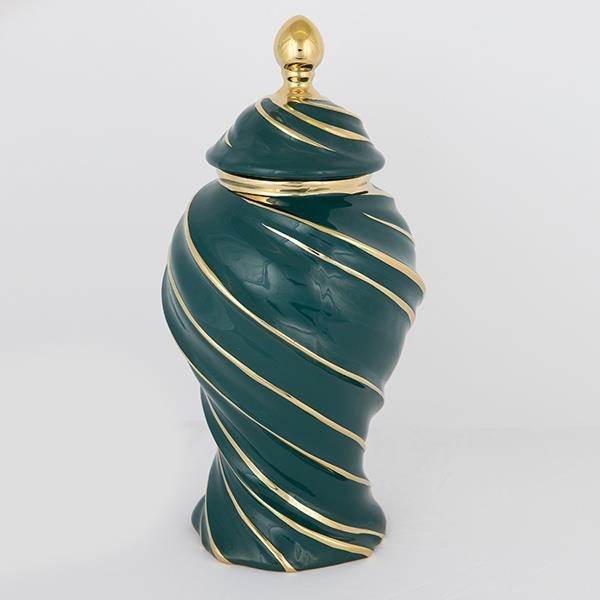Wazon ceramiczny 41x20 cm złoty/zielony