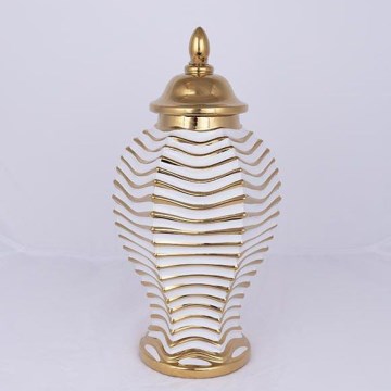 Wazon ceramiczny 42,2x21,1 cm złoty/biały