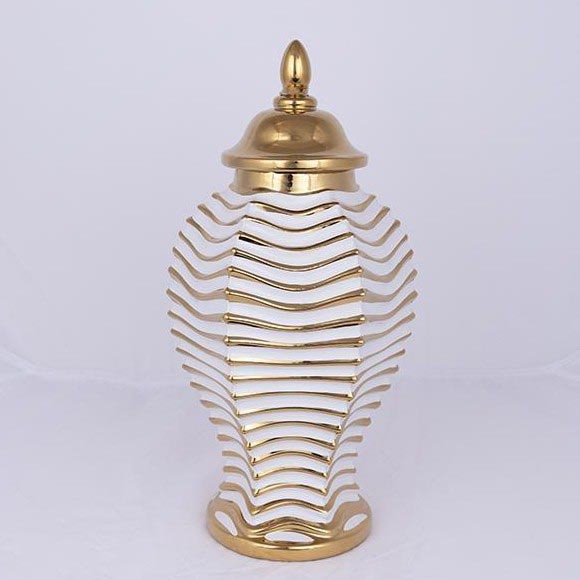 Wazon ceramiczny 42,2x21,1 cm złoty/biały