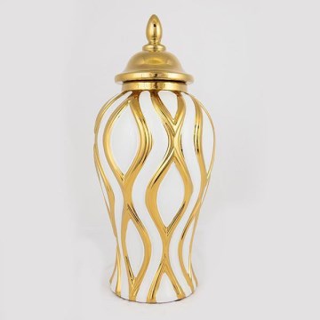 Wazon ceramiczny 42,6x18,8 cm złoty/biały