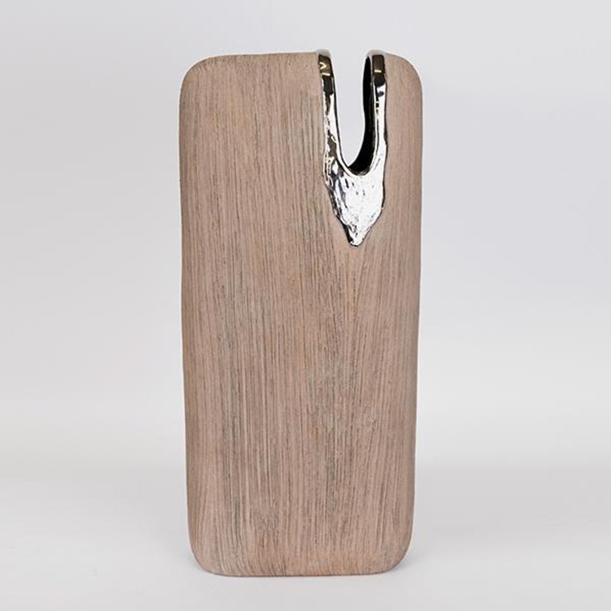 Wazon ceramiczny 43x19,5x9,5 cm brązowy/srebrny
