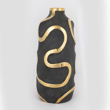 Wazon ceramiczny 45x19,5 cm złoty/czarny