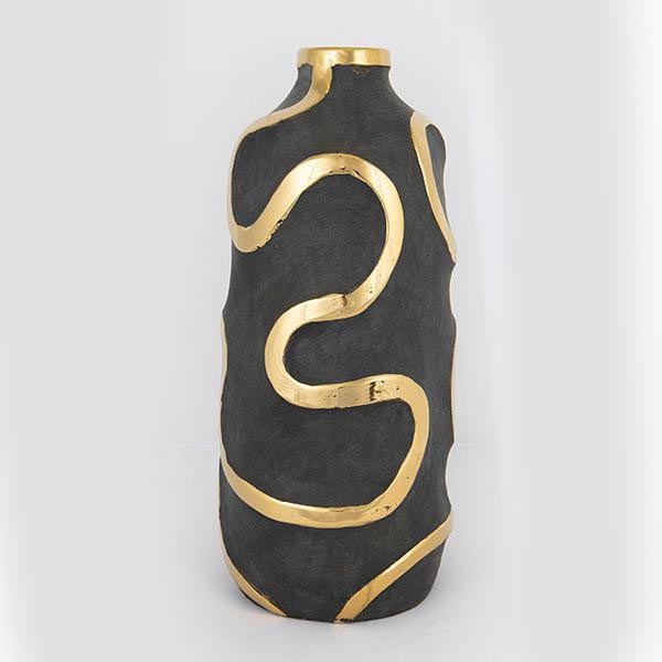 Wazon ceramiczny 45x19,5 cm złoty/czarny