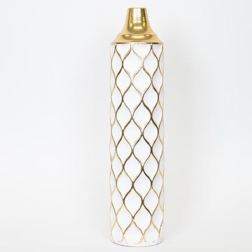 Wazon metalowy 60,5x14 cm biały/złoty