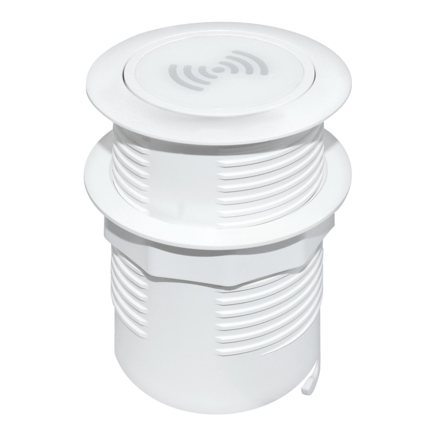 Wbudowana ładowarka bezprzewodowa + USB A+C biały