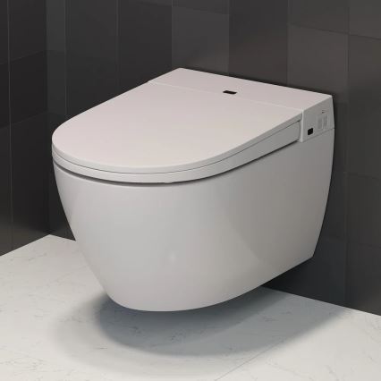 Miska WC wisząca z bidetem TISVILDELEJE 1600W/230V + deska sedesowa SoftClose + przycisk spłukujący SIGMA + moduł podtynkowy + podkład izolacyjny + pilot zdalnego sterowania