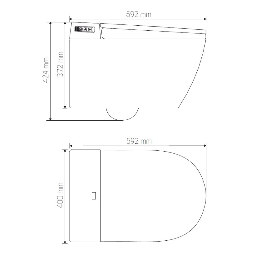 Miska WC wisząca z bidetem TISVILDELEJE 1600W/230V + deska sedesowa SoftClose + przycisk spłukujący SIGMA + moduł podtynkowy + podkład izolacyjny + pilot zdalnego sterowania