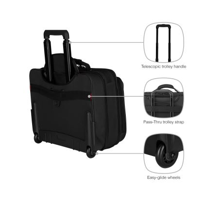 Wenger - Bagaż podróżny na kółkach 29 l + etui na laptopa 15,6" Granada czarny