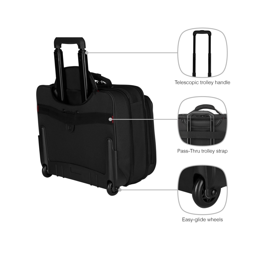 Wenger - Bagaż podróżny na kółkach 29 l + etui na laptopa 15,6" Granada czarny