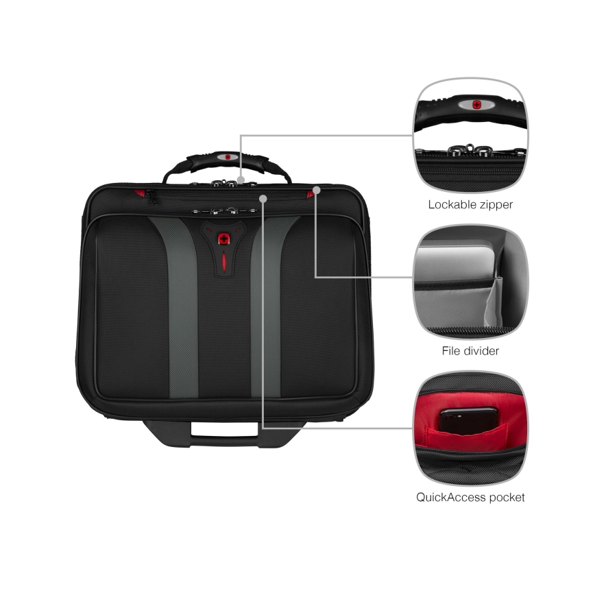 Wenger - Bagaż podróżny na kółkach 29 l + etui na laptopa 15,6" Granada czarny